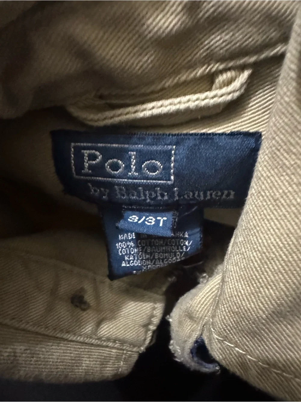 Polo by Ralph Lauren Khaki Jacket with Blue Plaid Lining
